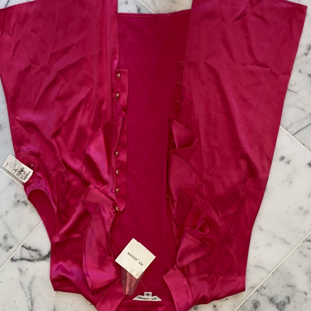 ST JOHN BLOUSE PRETTY FUCHSIA PINK COLOR NWT